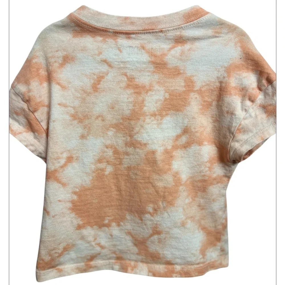 Snoopy with Sunflower Boxy Fit Graphic Tee Peach Acid Wash size 5 Spellout